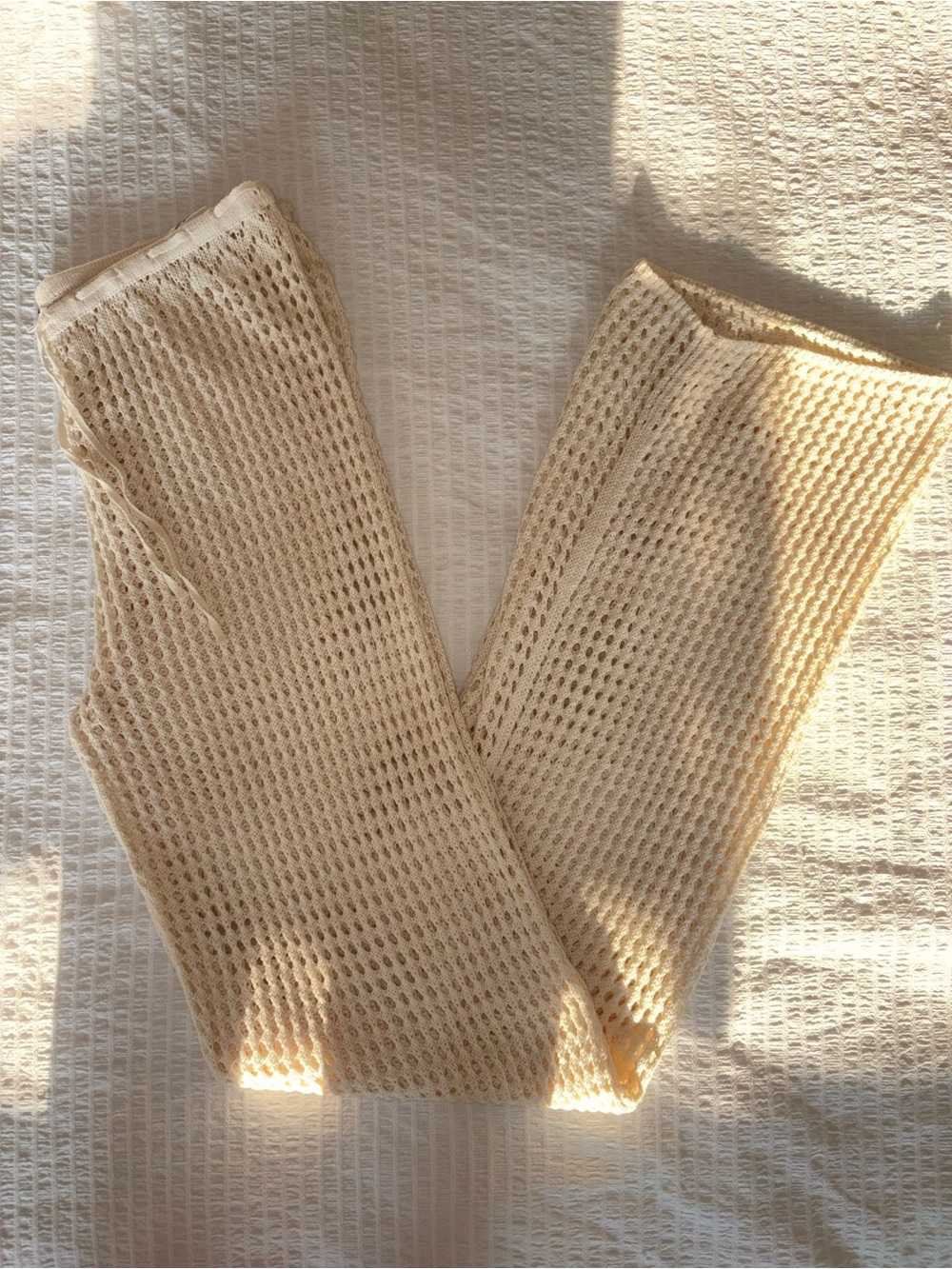 Cream Open-Knit Beach Pants